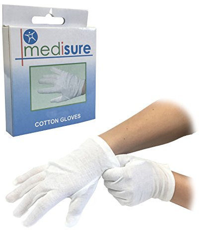 3 Pairs of Small MEDISURE White MOISTURISING Eczema Lining Individually Boxed 100% Cotton Gloves
