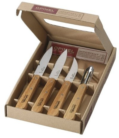 Coffret Opinel - Les Essentiels du Cuisiner - 3 Couteaux de Cuisine N 112 + 1 Eplucheur