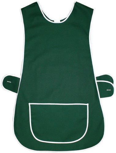 Kentex Online 2 Pack Women's Home Work Tabbard Apron Plain Coloured Single Large Pocket Side Fastening Tabards (OS, Bottle Green)