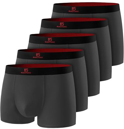 GLESTORE Boxershorts Herren Unterhosen Männer 5er Pack Modal Unterwäsche Hipster Sport Underpants 5dunkelgrau XXL