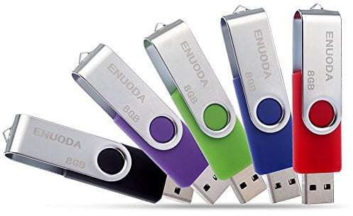 ENUODA Chiavetta USB 8GB 5 Pezzi Pennetta Girevole USB 2.0 Unità Memoria Flash per Archiviazione Dati con Luce LED (5 Multicolorato: Nero Blu Verde Viola Rosso)