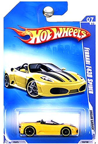Hot Wheels 2009 Ferrari F430 Spider (yellow) Dream Garage 153/190, 1:64 Scale.