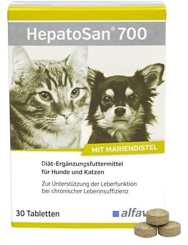 Alfavet HepatoSan 700, unterstützt den Leberstoffwechsel, Nahrungsergänzung für Hunde und Katzen, 30 Tabletten à 700 mg