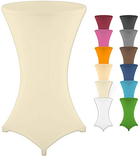 Gräfenstayn® Stretch Stehtischhusse Diana mit Öko-Tex Siegel, Verstärkung im Fußbereich, 40°C Maschinenwäsche in vielen Farben und Größen Ø60-65cm / Ø70-75cm / Ø80-85cm (Creme, Ø80-85cm)