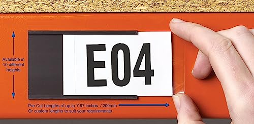 Magnetic Label Holders 60mm High x 100mm Long, Pack of 100 with Paper Inserts and Plastic Protectors, Magnetic Racking Labels Shelf Sign, Whiteboard Magnets and Magnetic Strip