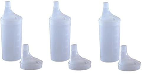 Plastic Feeding Cup with 2 LIDS - Adult Feeder Beaker with Large and Narrow spout - Hospital Mug. (3)
