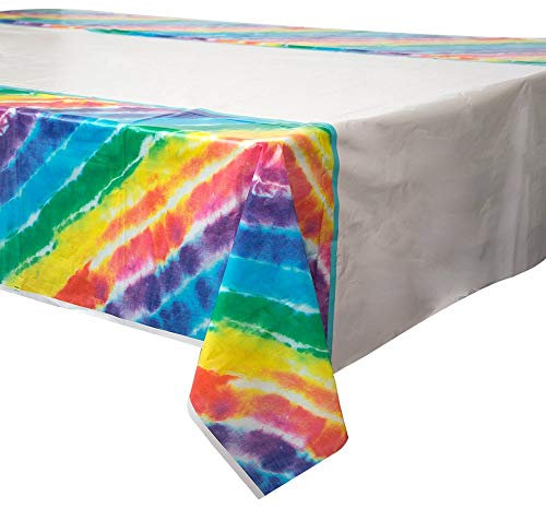 Unique Party Kunststoff-Tischdecke mit Regenbogenfarben, 2,13 m x 1,37 m