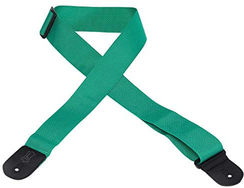 Levy's Leathers M8POLY-GRN Gitarrengurt aus Polypropylen, mit Echtlederenden und Tri-Glide-Anpassung, 5,1 cm, Grün