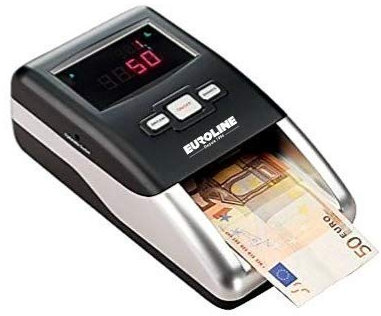 EUROLINE - Détecteur de faux billets automatique - Certifié 100% détection de faux billets par la Banque Centrale Européenne - Secteur + Batterie rechargeable Li-ion incluse