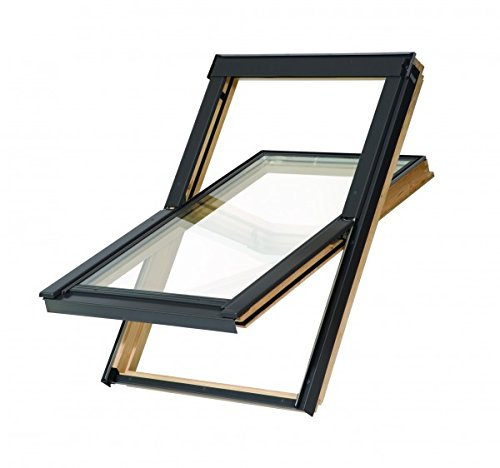 Balio Dachfenster Holz mit Universal - Eindeckrahmen 114x112 VKR-Konzern wie Velux und Rooflite