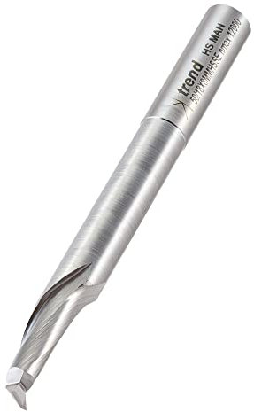 Trend Professional Single Flute Helical Plunge Router Cutter Bit with Narrow Extended Neck, 8mm Shank, 8mm Cut Diameter & 14mm Cut Length, High Speed Steel, 50/18X8MMHSSE