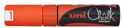 Uni-Ball 186415 - Fenster- und Kreidemarker mit Keilspitze 8 mm, fluoreszierend orange, 1 Stück