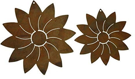 Rostikal | Blumen Deko Rost Anhänger | Edelrost Gartendeko aus Metall | 2er Set