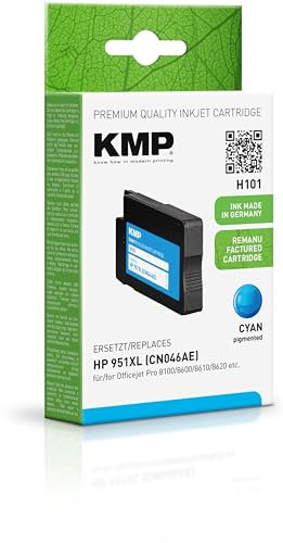 KMP Tintenpatrone passend für HP 951XL Cyan (CN046AE) mit Chip - H101 - für HP OfficeJet Pro 276 dw 251 dw, 8100 8610 8615 8616 8620 8625 8630... etc.