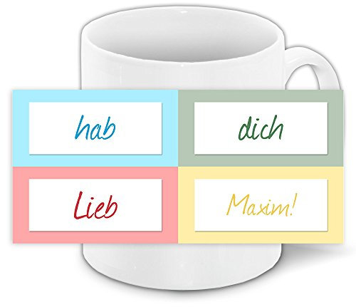 Tasse mit Namen Maxim und schönem „Hab dich lieb“-Motiv