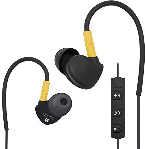 doupi Wireless Sport In-Ear Headset with Bluetooth Technology 4.1, Earphones with Memory Wire Multi-Funktion Design Headphones Earpods Earpads, black/yellow