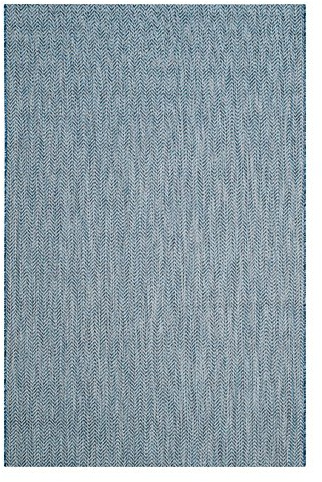 SAFAVIEH Outdoor Accent Rug 2'7x5' - Courtyard Collection - Coastal Design, Navy & Grey, Durable & Easy Cleaning, Ideal for Patio, Entryway, Mudroom, Backyard (CY8022-36821)