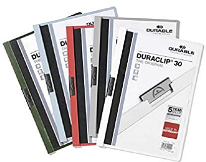 Durable Klemm-Mappe Duraclip Original 30 (für 1-30 Blatt A4), 25 Stück, weiß, 220002