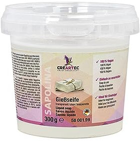 CREARTEC - Gießseife Transparent - zur Herstellung von individuellen Seifen - Seifenherstellung - 300g - Made in Germany