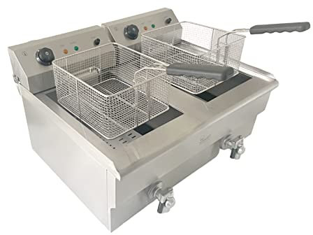 Davlex large commercial chip fryer 38 litre double basket 19 x 2 dual tank professional fish & chip fryers