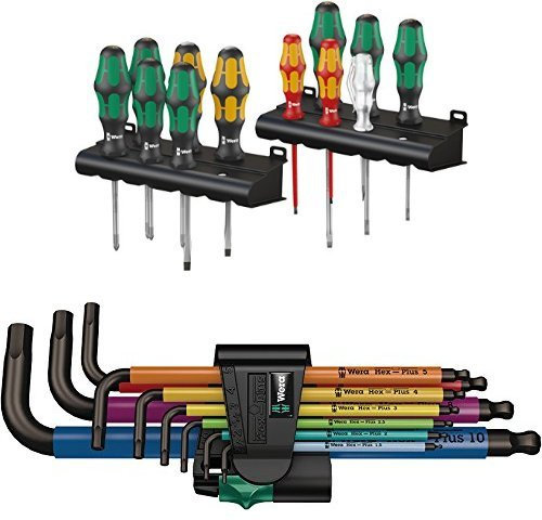 Wera Schraubendrehersatz Kraftform XXL, 12-teilig + Wera Winkelschlüsselsatz 950 SPKL/9 SM N Multicolour