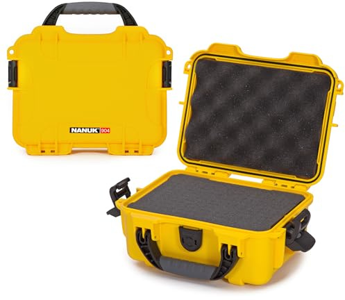 NANUK 904 Hard Case with Foam – IP67 Waterproof Protective Case for Camera, Drone & Gear – Impact-Resistant & Dustproof – Perfect for Travel 10.2 x 7.9 x 4.5 – Yellow
