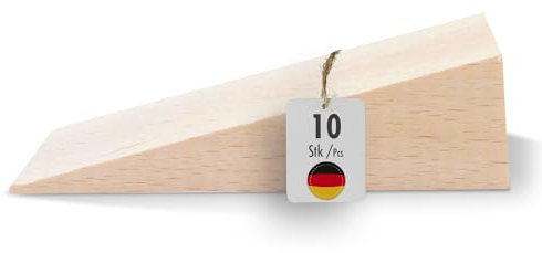 haggiy Hartholzkeil – Holzkeil Set – Unterlegkeile aus Buche Natur – Türstopper – Ideal für Möbel, Montage, DIY - (LxBxH) 90x30x25 mm – 10 Stk