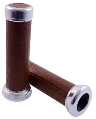 2EXTREME Retro Lenkergriffe Braun Leder/Chrom Moped, Roller, Mofa