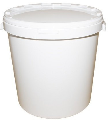 HELGUEFER - Cubo con Tapa 25L | Cubo Plastico Hermético con Asa | Apto para Guardar Alimentos | Almacenamiento de Sólidos y Líquidos | 35 diámetro x41 cm, Blanco
