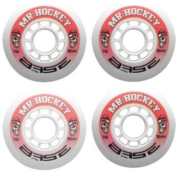 BASE Indoor Inliner Rollen „Mr. Hockey“ Pro | 74A Härte | starker Grip | weiß | für alle gängigen Inliner-Marken geeignet