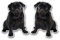 #6298 Vinyl-Aufkleber, Motiv: schwarzer Mops, 7,5 cm breit x 10 cm hoch, 2 Stück