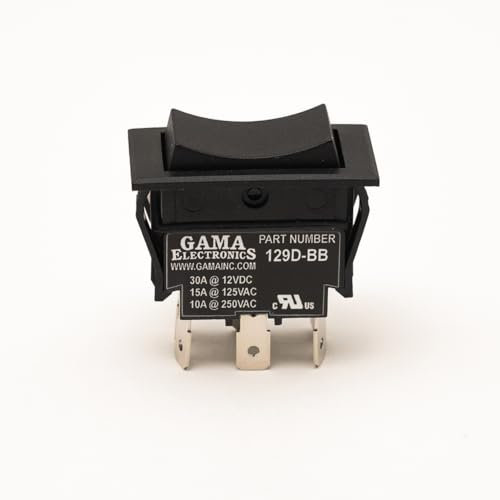 GAMA Electronics 30 Amp DPDT Momentary on-off-momentary Wippe, Schwarz, Wippschalter, Scharnierhebel, EIN-EIN-AUS