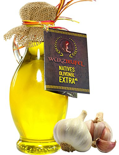 Knoblauchöl, Knoblauch - Öl aus Nativem, Extra Vergin Olivenöl, Griechenland. Ungefiltert. Kaltgepresst. Traditionelle Herstellung im Familienbetrieb. AMPHORE IRGIZIA - Flasche 250ml.