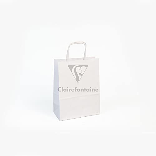 Clairefontaine 395608C Packung (mit 25 Geschenktaschen, Kraftpapier, 18 x 7 x 24 cm, ideal für Ihre Geschenke) 25er Pack weiß