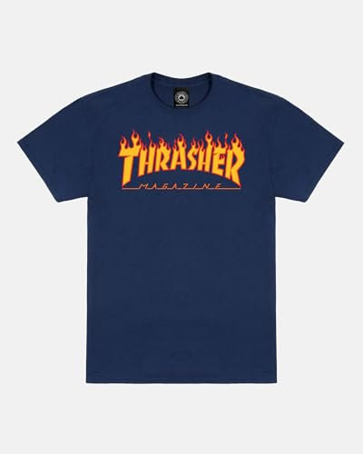 THRASHER Flame T-Shirt für Herren M Marineblau