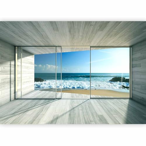 murando - Vlies Fototapete Meer Fenster 250x175 cm - Foto Tapete Schlafzimmer Wohnzimmer Moderne Vliestapete XXL Wandtapete Motivtapeten Bildtapete 3d Effekt Wand Dekoration - Strand c-A-0084-a-c