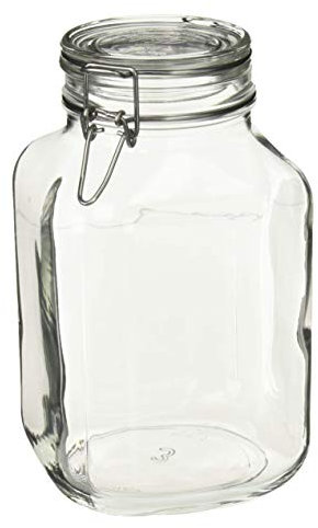 Bormioli Rocco SYNCHKG077327 Double de KC84554 Fido Bocal en verre italien 3 litres, acier inoxydable 18/8