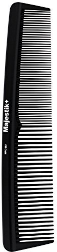 Peigne de cheveux - un peigne de fibre de carbone de coiffure professionnelle par Majestik+, la force et la durabilité, la dent moyenne et fine, noire (MPC-002)