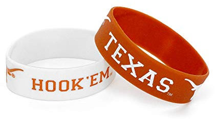 Aminco Uni-Erwachsene Silicone Rubber Bracelet Wristbands, 2-Pack Silikon-Gummi-Armbänder, 2 Stück, Teamfarbe, Texas Longhorns