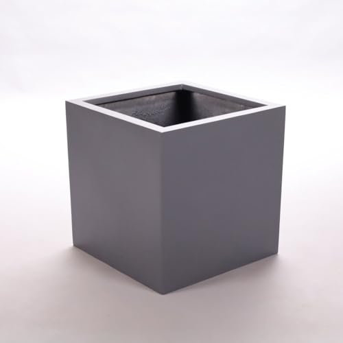 Elegant Einrichten Blumenkübel Fiberglas anthrazit metallic quadratisch 30x30x30cm