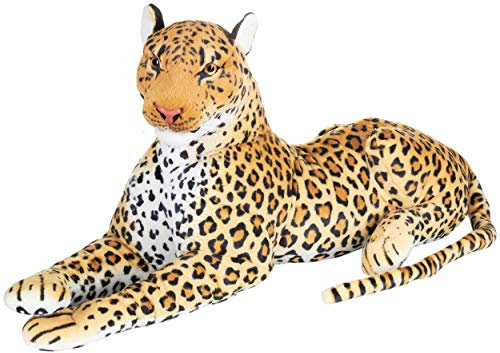 BRUBAKER Leopard Plüschtier 110 cm liegend - XL Stofftier Kuscheltier - Raubkatze Braun