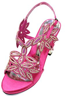 W&W Women Ladies Evening Fashion Sandal Comfort Diamante Bridal Wedding Wedge Heel Shoes Size(Bahar) (Fuchsia Pink, 10)