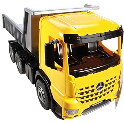 Lena 02065 - Starke Riesen Muldenkipper Mercedes Benz Arocs, ca. 67 cm, großer Kipper mit 3 Achsen und verriegelbarer Kippmulde, robustes Baustellen Spielfahrzeug Kipplaster für Kinder ab 3 Jahre
