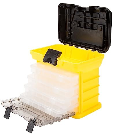 Stalwart 75-STO3182 Parts & Crafts Rack Style Tool Box with 4 Organizers, Yellow