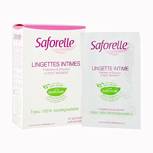 Saforelle : LINGETTES INTIMES INDIVIDUELLES ( Boîte de 10 lingettes en sachets individuels )