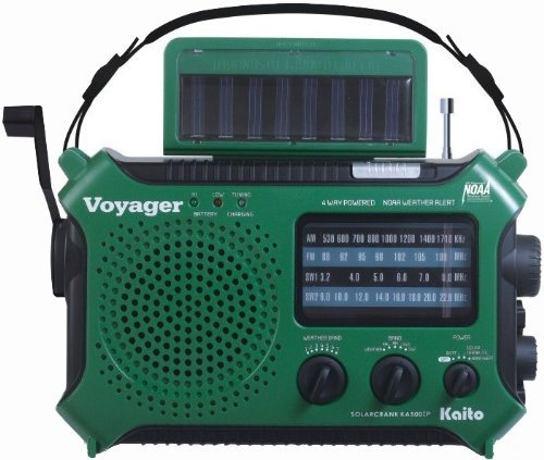 Kaito Ka500 IP Voyager Solar / Dynamo Radio AM/FM/SW NOAA - Prévisions météorologiques avec avertissement et chargeur de téléphone portable - Vert