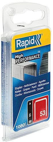 Rapid Tackerklammern Typ 53, 6mm Klammern, 1.080 Stk., Feindrahtklammern für Holz und Stoffe