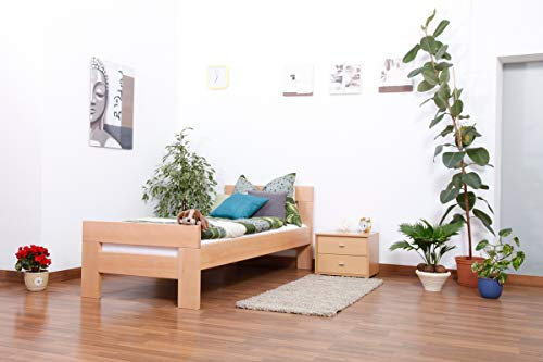 Einzelbett Easy Premium Line K2, Buche Vollholz massiv Natur - Maße: 90 x 190 cm
