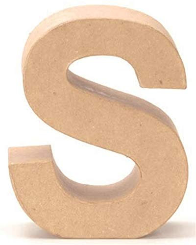 Papp-Buchstabe S 17,5x5,5cm Pappartikel Pappart Bemalen Basteln Dekorieren Braun Pappmaché
