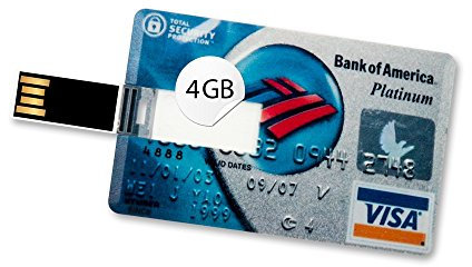CLE CARDAN LIGHT EUROPE 4GB Speicherkarte in Scheckkartenform Bank of America Platinum Visa USB Stick